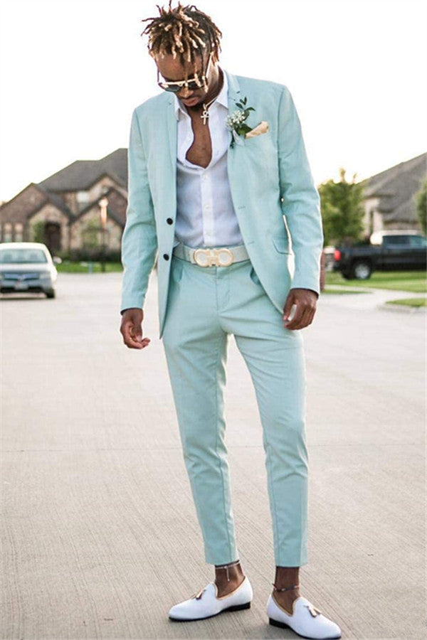 Elegant 2-Piece David Beckham Royal Wedding Suit in Mint Green-Prom Suits-BallBride