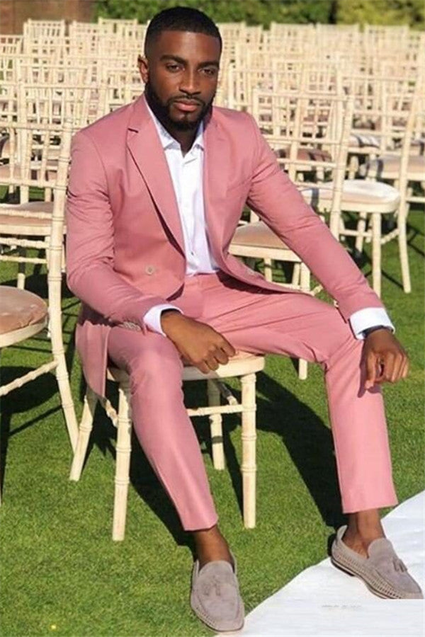 Elegant 2-Piece Pink Wedding Suit for Groom with Notched Lapel-Prom Suits-BallBride