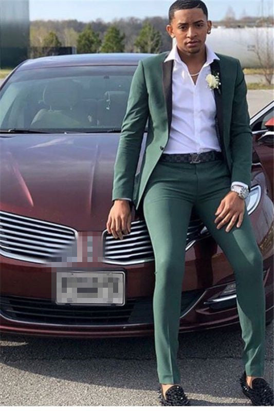 Elegant Bespoke Dark Green Party Prom Suit for Men-Prom Suits-BallBride