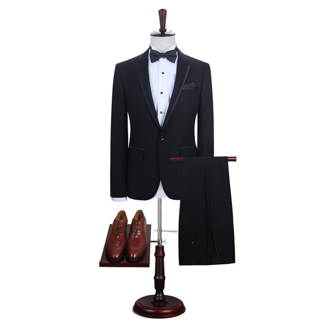Elegant Black Prom Attire For Guys with One Button Online-Prom Suits-BallBride