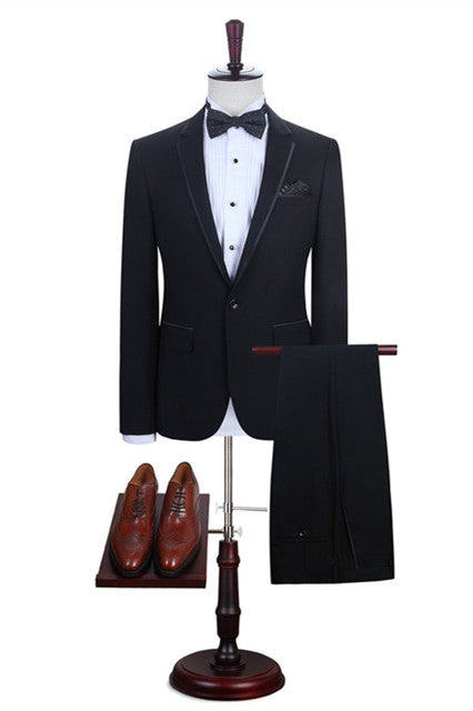 Elegant Black Prom Attire For Guys with One Button Online-Prom Suits-BallBride