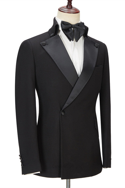 Elegant Black Ring Bearer Suits with Peaked Lapel For Best Fit-Prom Suits-BallBride