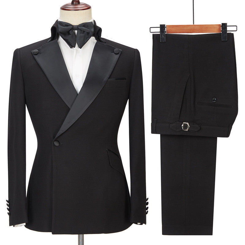 Elegant Black Ring Bearer Suits with Peaked Lapel For Best Fit-Prom Suits-BallBride
