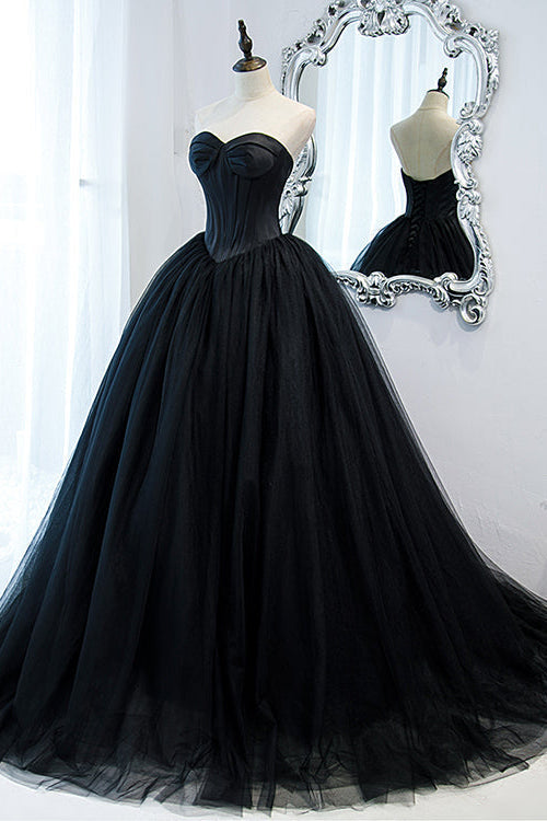 Elegant Black Sweetheart Long Evening Dress Ball Gown with Sleeveless-Evening Dresses-BallBride