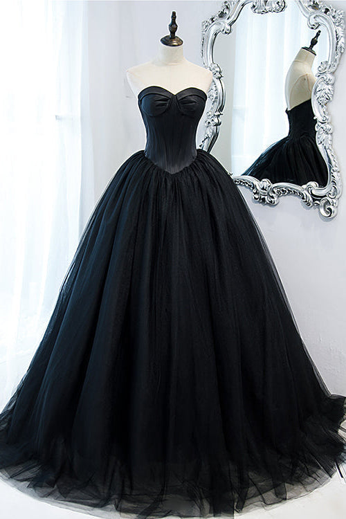 Elegant Black Sweetheart Long Evening Dress Ball Gown with Sleeveless-Evening Dresses-BallBride