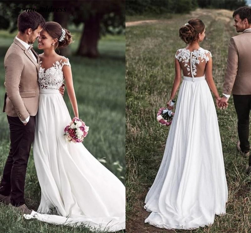 Elegant Chiffon Wedding Dress for Summer Beach Brides-Wedding Dresses-BallBride