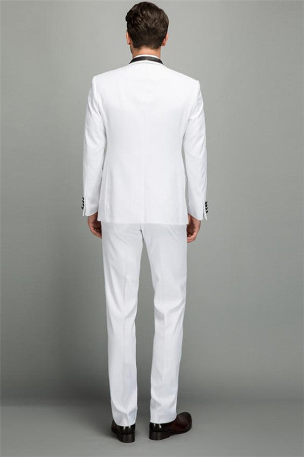 Elegant Easy-Fit White Wedding Groom Suit for the Special Day-Wedding Suits-BallBride