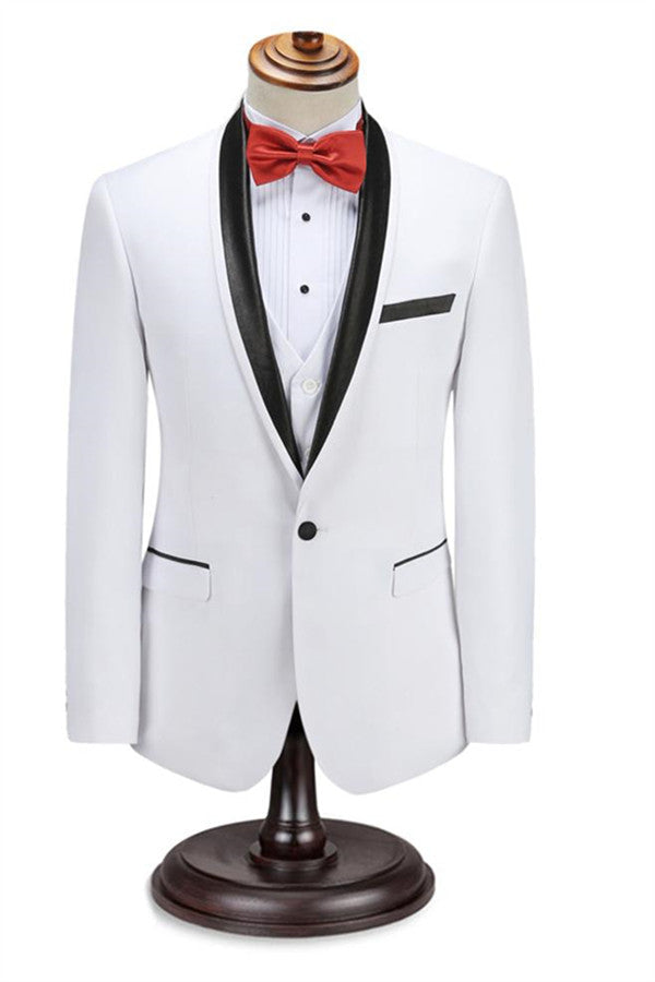 Elegant Easy-Fit White Wedding Groom Suit for the Special Day-Wedding Suits-BallBride