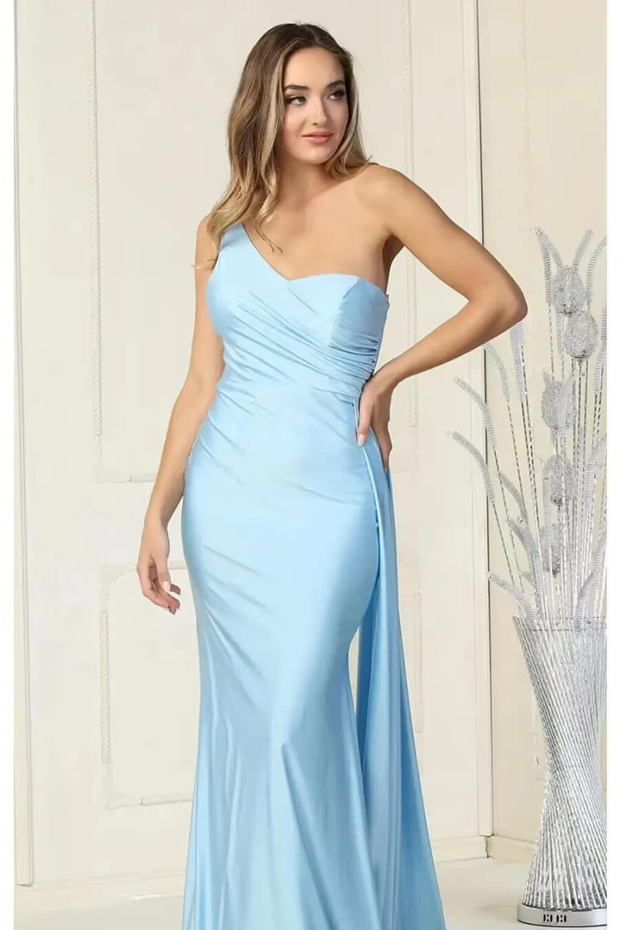 Elegant Long With Ruffles Evening Dress Sweetheart One Shoulder Online Mermaid-BallBride