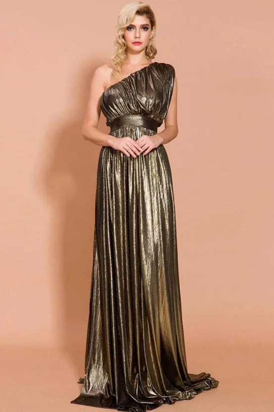 Elegant One Shoulder Long Prom Dress Online Designer Evening Gowns-BallBride