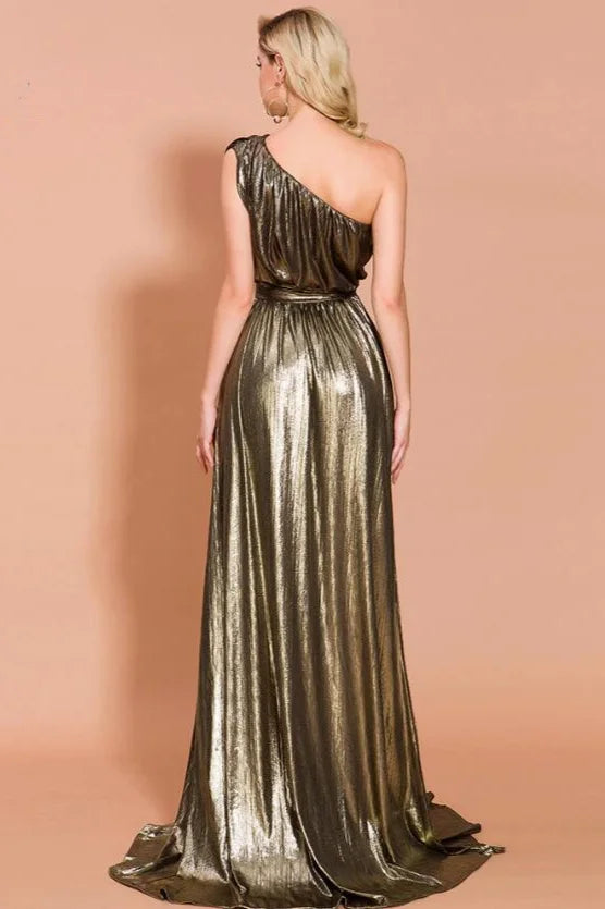 Elegant One Shoulder Long Prom Dress Online Designer Evening Gowns-BallBride