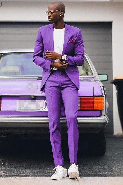 Elegant Purple Notched Lapel Suit for Homecoming Prom-Prom Suits-BallBride