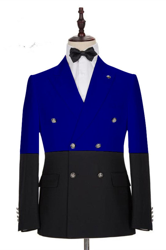 Elegant Royal Blue Double Breasted Tuxedo Suit for Weddings-Prom Suits-BallBride