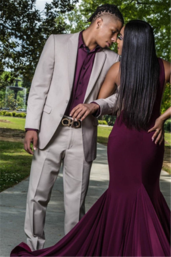 Elegant Silver Reception Suit for Groom-Prom Suits-BallBride