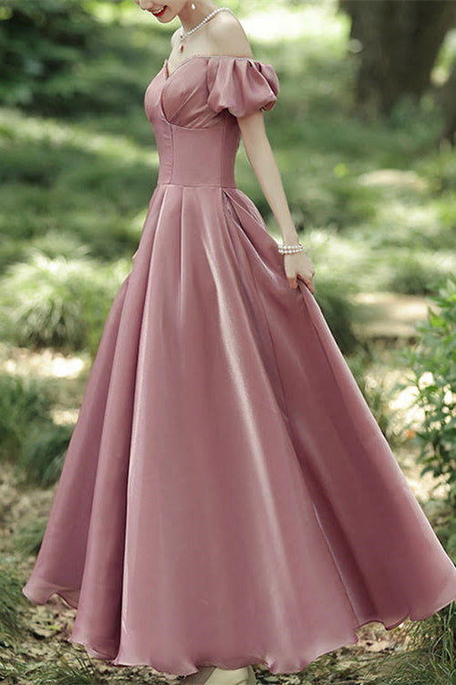 Elegant Sweetheart Long Evening Dress with Off-The-Shoulder-Evening Dresses-BallBride