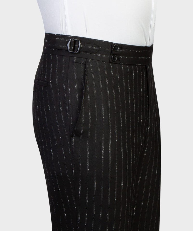 Ernest Modern Black Stripe 3-Pieces Men Suits with Peaked Lapel Slim Fit-Wedding Suits-BallBride