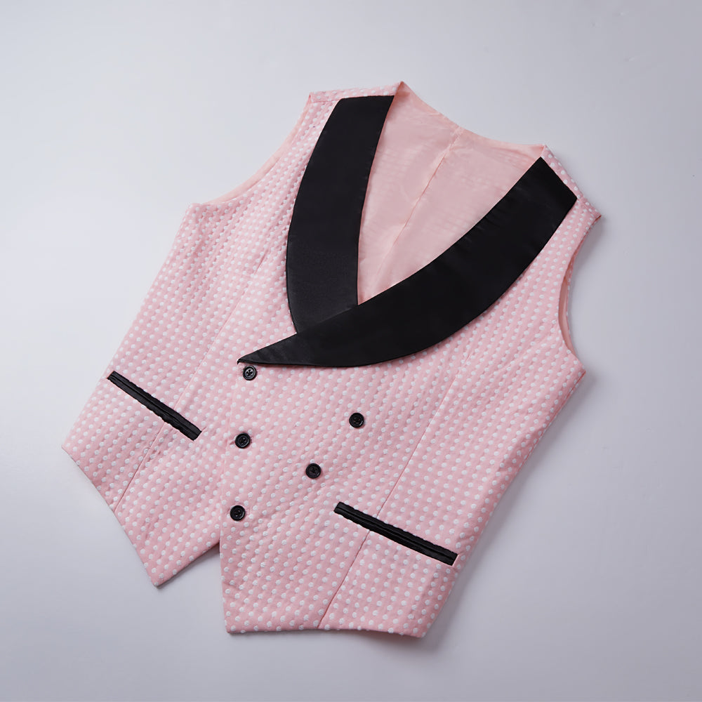 Fashion Styleable Pink Dot Tuxedo Shawl for Easy Weddings-Wedding Suits-BallBride