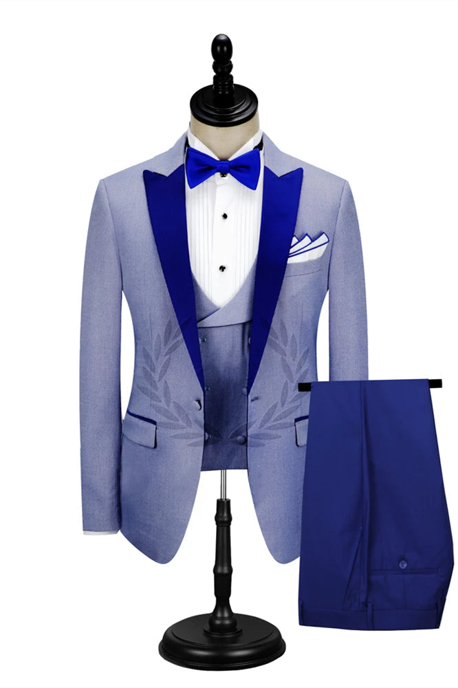 Formal Man's Suits - Shining Ronald Dinner Prom Royal Blue With Peak Lapel-Prom Suits-BallBride