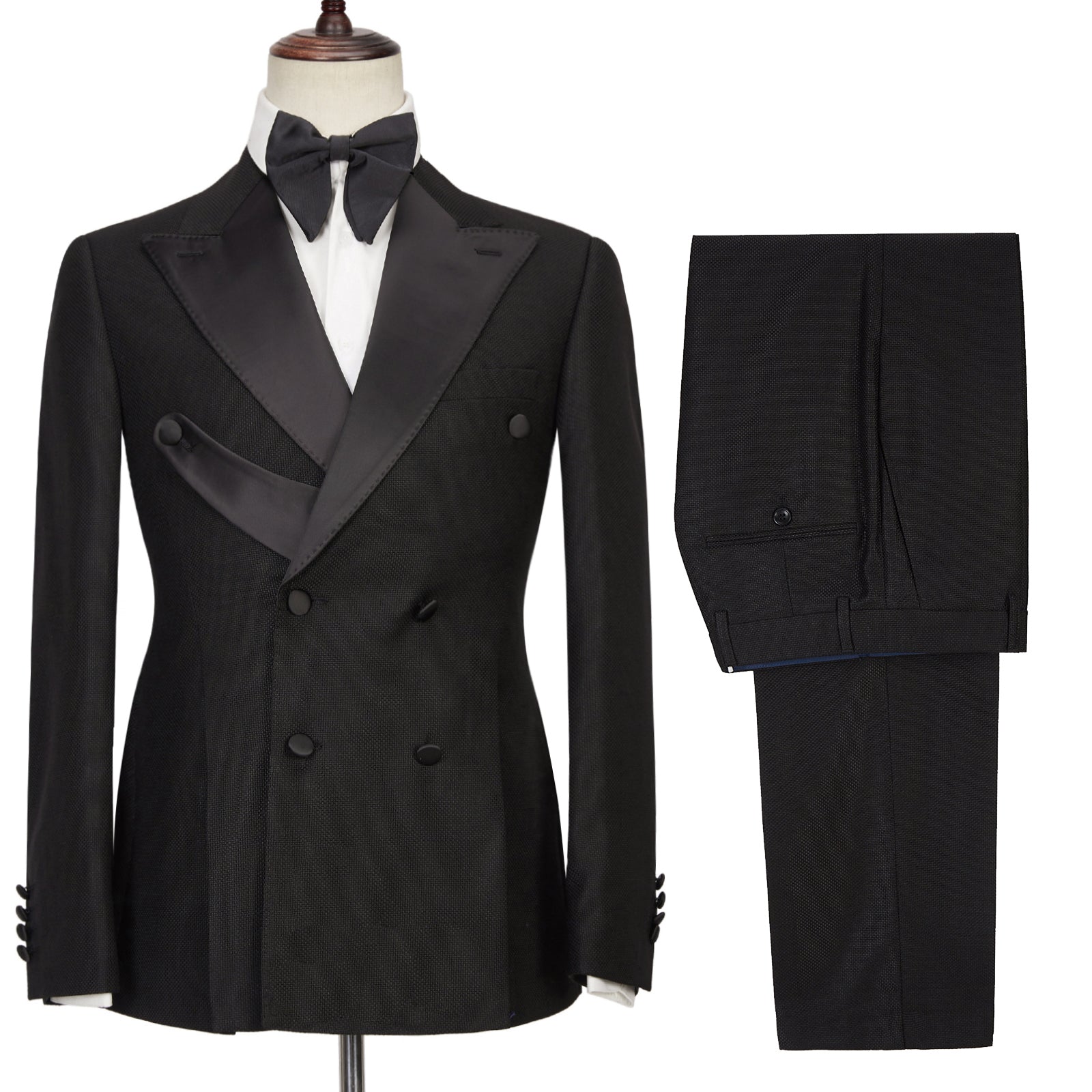 Gavin Latest Design Men's Suits: Black Double Breasted Peaked Lapel Best Fitted-Wedding Suits-BallBride