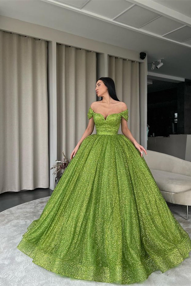 Glamorous Green Sequin Evening Dress Ball Gown-Evening Dresses-BallBride