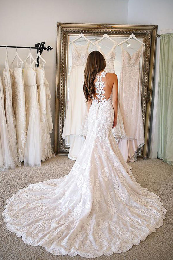 Glamorous Sweetheart Mermaid Wedding Dress With Appliques-Wedding Dresses-BallBride