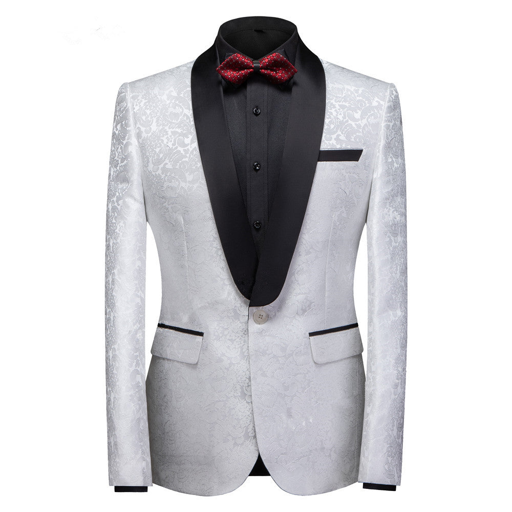 Glamorous White One Button Wedding Tuxedo with Shawl Lapel-Wedding Suits-BallBride