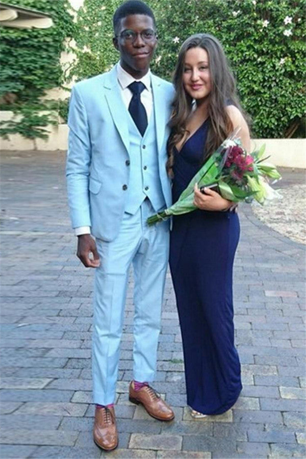 Gorgeous 3 Piece Blue Prom Party Suits for Men Online-Prom Suits-BallBride