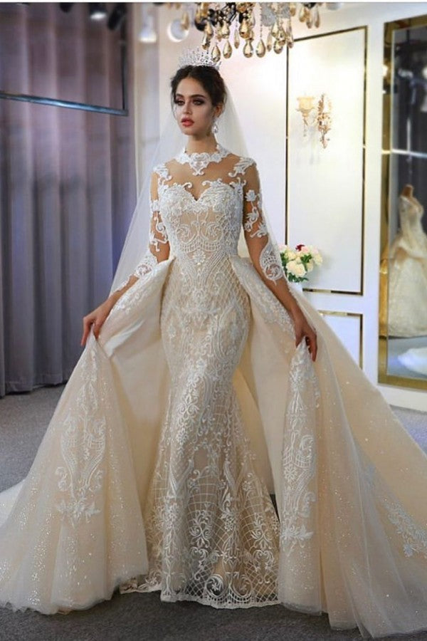 Gorgeous A-Line Sweetheart Wedding Dress with Appliques Lace-Wedding Dresses-BallBride