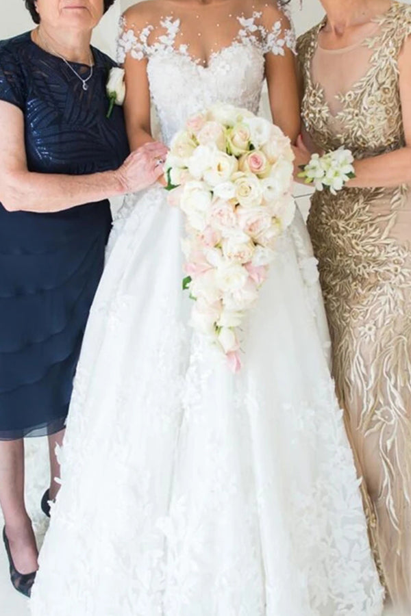 Gorgeous Jewel Beaded Tulle Wedding Dress-Wedding Dresses-BallBride