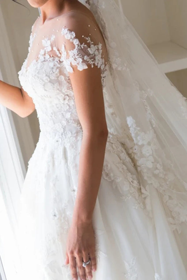 Gorgeous Jewel Beaded Tulle Wedding Dress-Wedding Dresses-BallBride