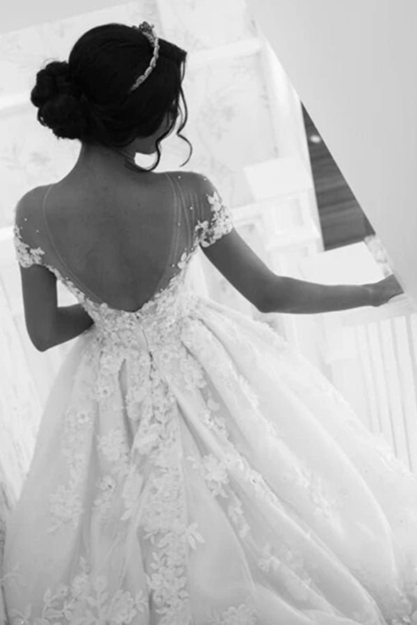 Gorgeous Jewel Beaded Tulle Wedding Dress-Wedding Dresses-BallBride