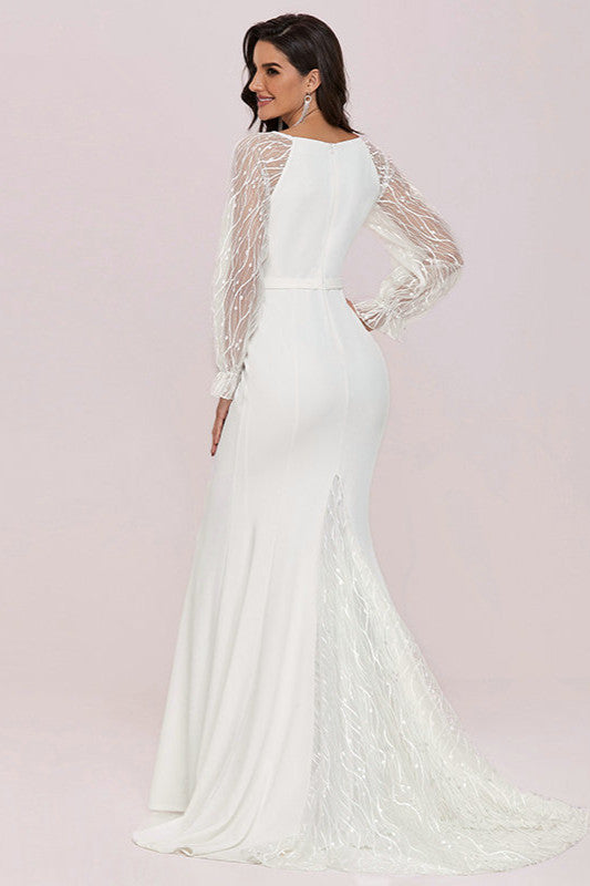 Gorgeous Lace Long Sleeve Wedding Dress Mermaid-Wedding Dresses-BallBride