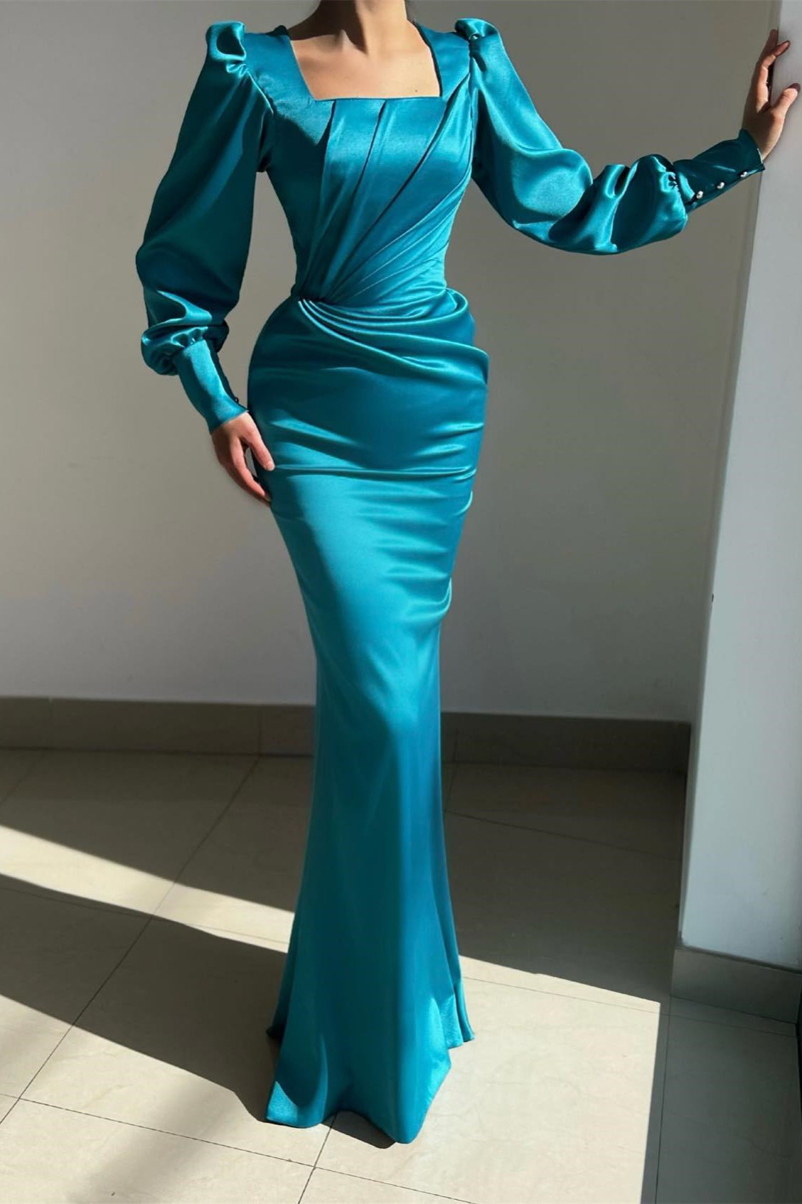 Gorgeous Ocean Blue Mermaid Prom Dress With Overskirt-Occasion Dress-BallBride