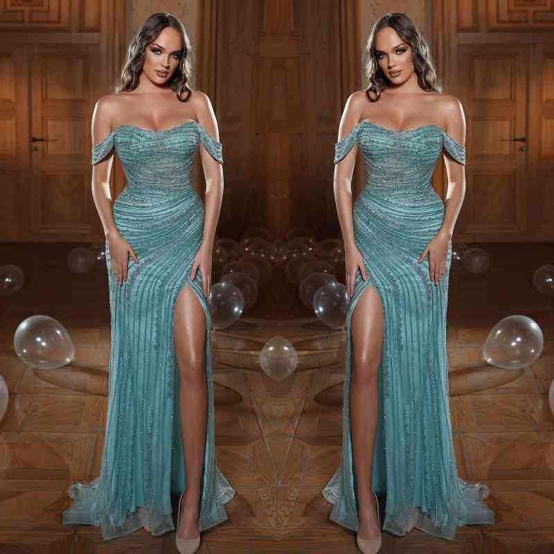 Gorgeous Off The Shoulder Mermaid Prom Dress With Appliques-BallBride