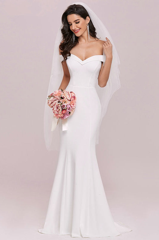 Gorgeous Off-the-Shoulder Mermaid Wedding Dresses-Wedding Dresses-BallBride