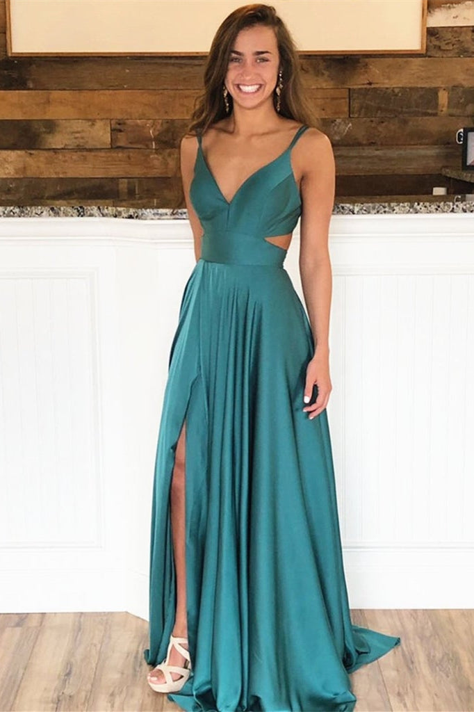 Gorgeous Split Long Evening Dress - Spaghetti-Straps On Sale-Occasion Dress-BallBride