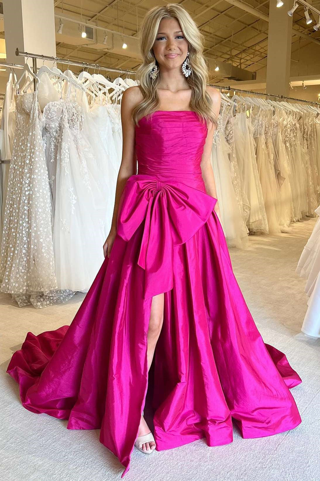 Gorgeous Strapless A-Line Prom Dress With Split On Sale-Occasion Dress-BallBride