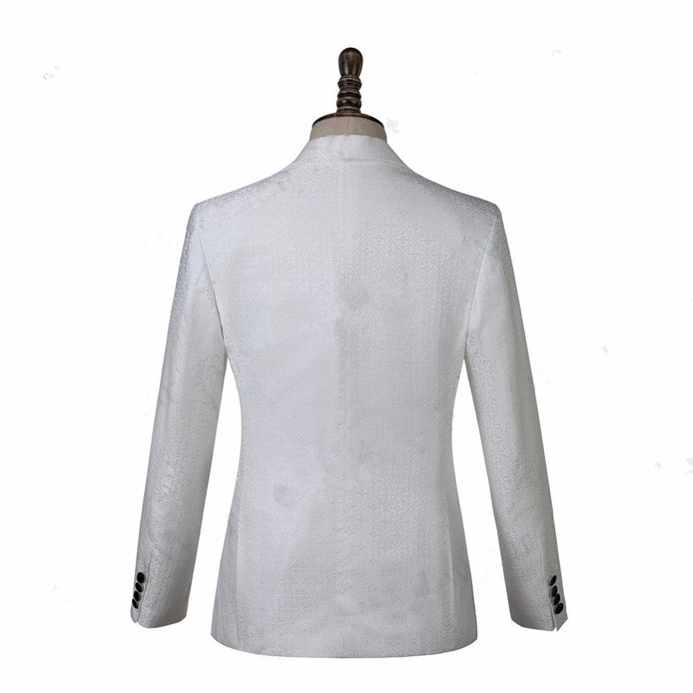 Gorgeous White Knitted Button Tuxedo With Shawl Lapel for Weddings-Wedding Suits-BallBride