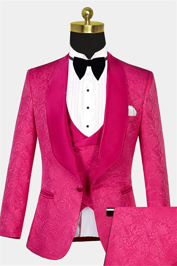 Groom's Pink One-Button Suit for Prom-Business & Formal Suits-BallBride
