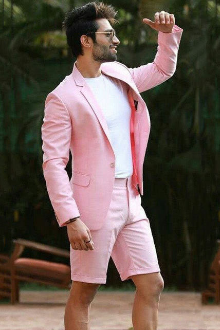 Handsome Pink Wedding Tuxedo With Notched Lapel & One Button-Prom Suits-BallBride