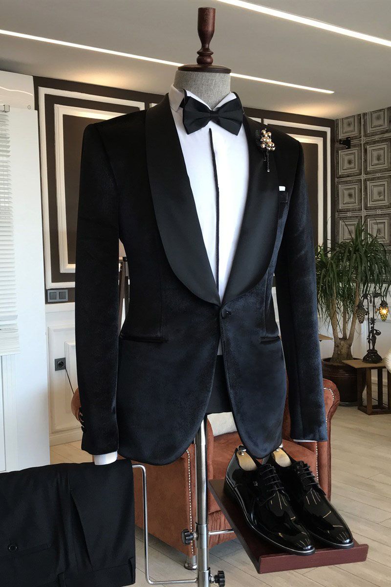 Herman Hot Sale Handsome Velvet Shawl Lapel Easy Fit Wedding Tuxedox-Wedding Suits-BallBride