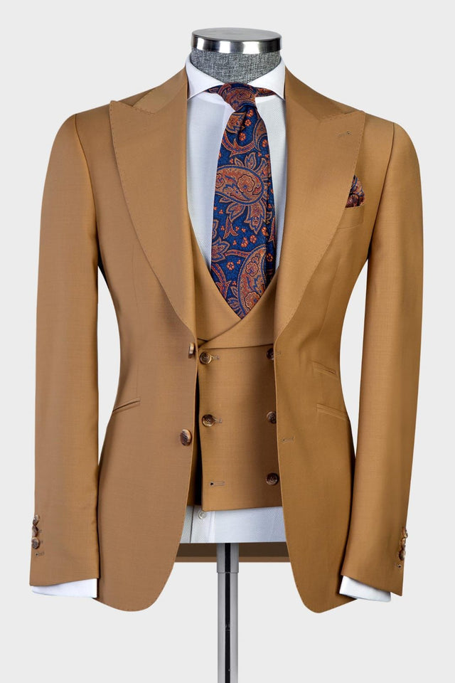 Hot Sale Brown Men Suits - Elroy Peaked Lapel Fashion Style Business-Wedding Suits-BallBride