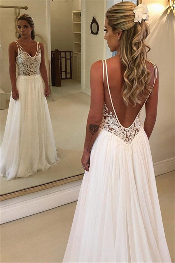 Lace Beach Wedding Dress - Sleeveless & Long-Wedding Dresses-BallBride