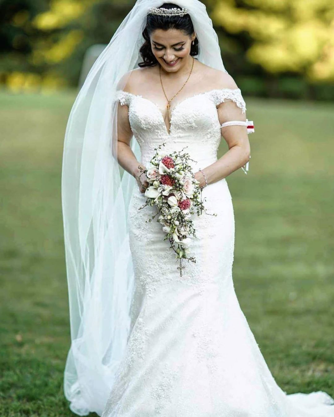 Long Mermaid Lace Off-the-shoulder Wedding Dress-Wedding Dresses-BallBride