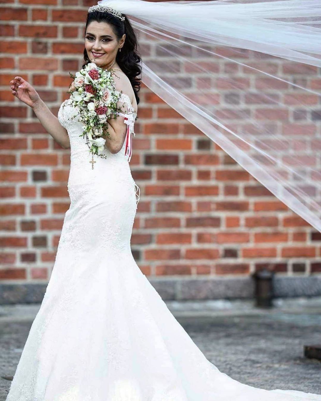 Long Mermaid Lace Off-the-shoulder Wedding Dress-Wedding Dresses-BallBride