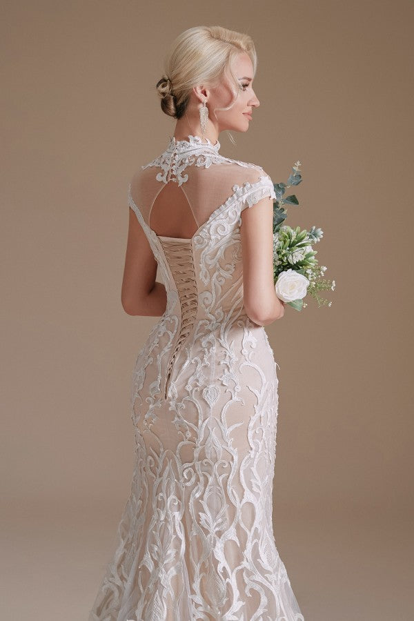 Long Mermaid Lace Wedding Dress with Sleeves - Charming and Elegant-Wedding Dresses-BallBride