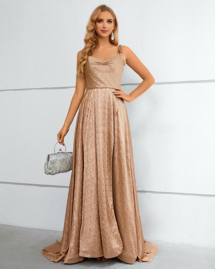 Look Charming in this Spaghetti-Straps Sleeveless Prom Dress Long With Split-Occasion Dress-BallBride