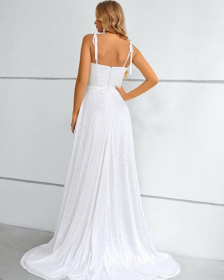 Look Charming in this Spaghetti-Straps Sleeveless Prom Dress Long With Split-Occasion Dress-BallBride