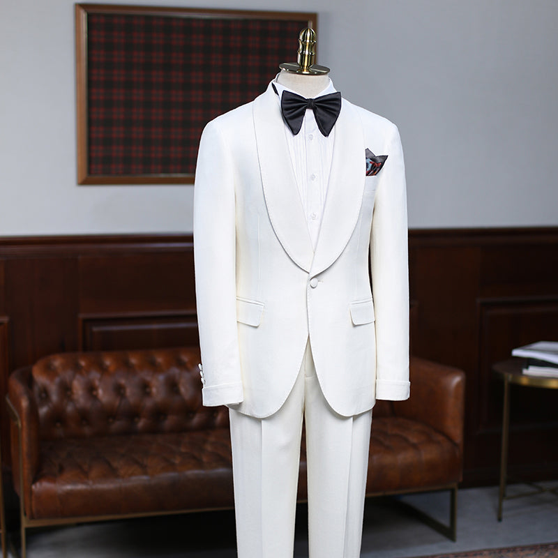 Look Dapper in Alva Classic White 2-Piece Custom Wedding Suit-Wedding Suits-BallBride