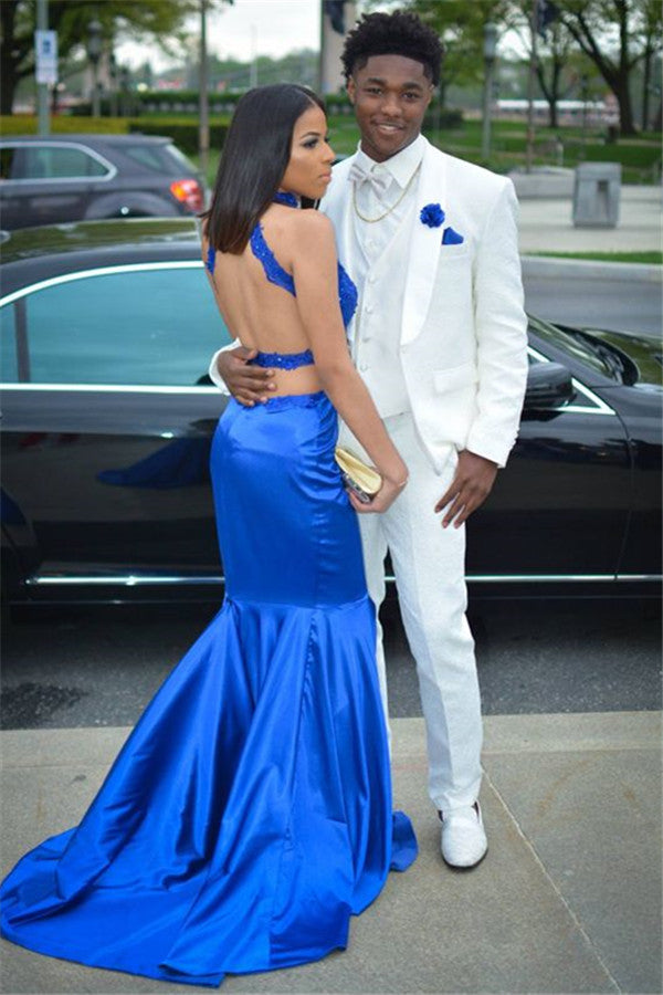Look Stylish at Any Prom with Chic 3 Piece White Attire for Guys with Shawl Lapel-Prom Suits-BallBride